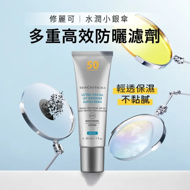 【Skin Ceuticals 修麗可】明星抗氧+水潤小銀傘防曬★CE抗氧化精華 30ml+保濕防曬隔離乳SPF50 PA++++ 30ml