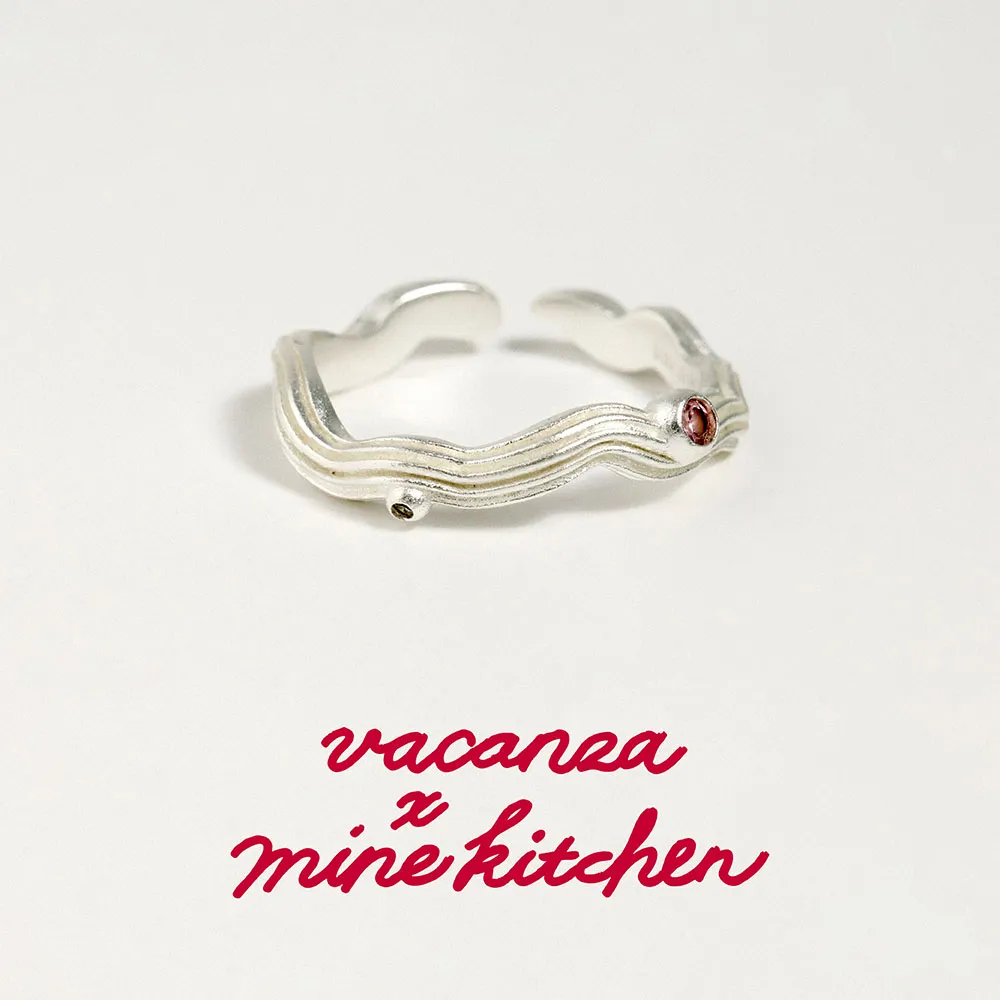 【vacanza】mine kitchen聯名｜925純銀｜蜜桃烏龍 開口純銀戒指 (抗過敏 生日禮物)
