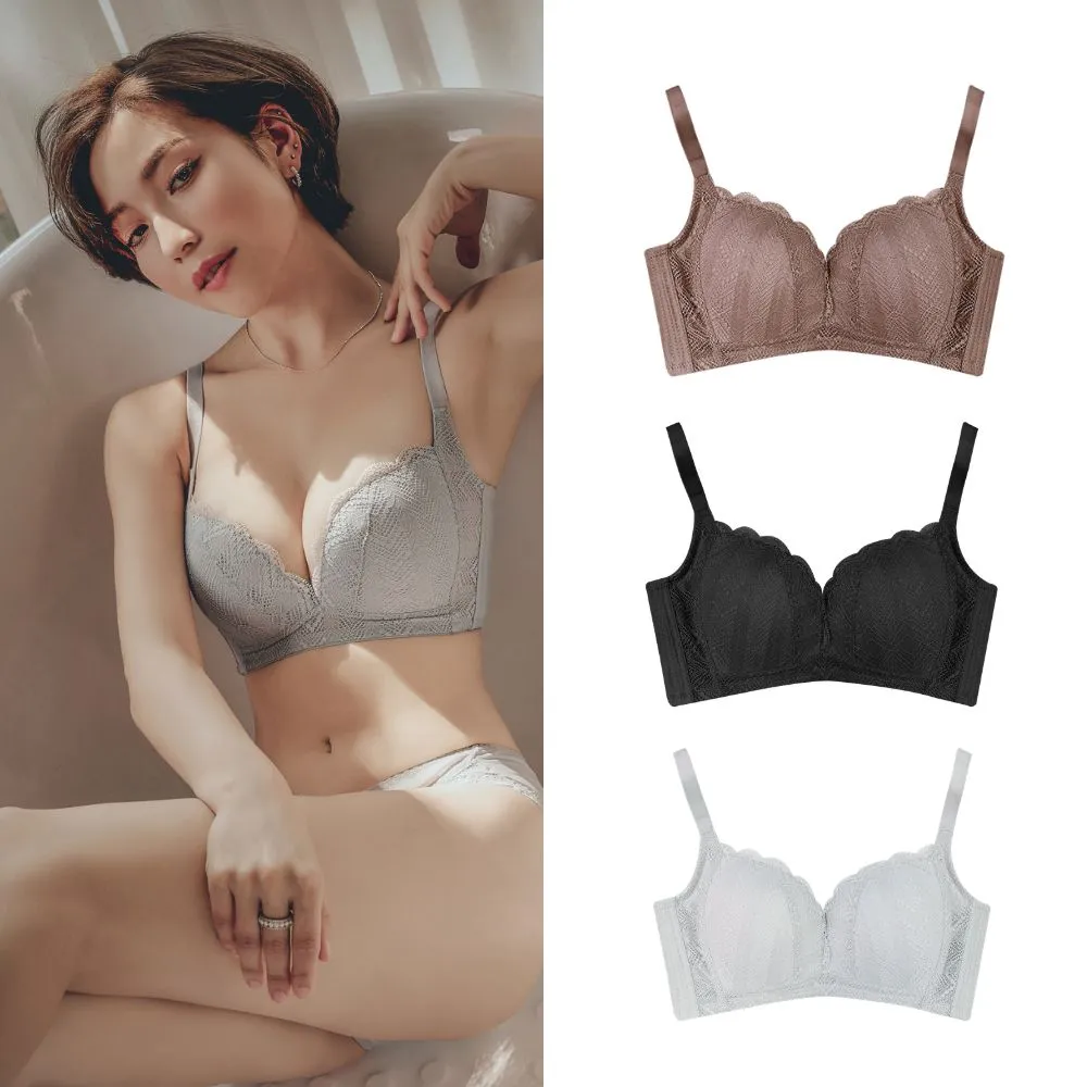 【myBRA】（A-G罩杯）無與倫比 | 蕾絲集中包覆無鋼圈內衣（灰）