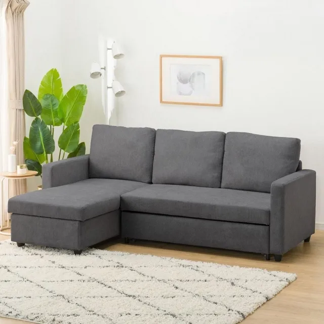 【NITORI 宜得利家居】◎耐磨耐刮 防潑水貓抓布 布質L型沙發床 NOARK2 N-SHIELD布 DGY(貓抓布 沙發)