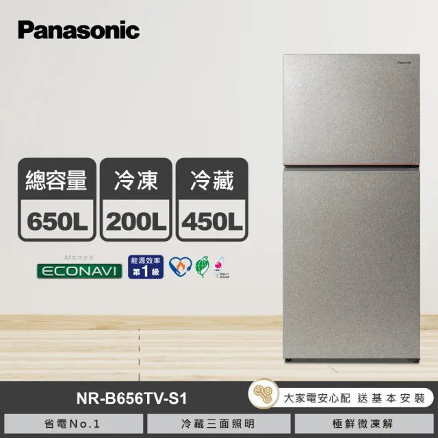 【Panasonic 國際牌】家電快配★650公升新一級能效智慧節能雙門變頻冰箱-星礦銀(NR-B656TV-S1)