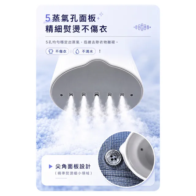 【SAMPO 聲寶】二合一手持式蒸氣掛燙機/電熨斗/蒸汽燙衣/熨斗/衣物除皺(AS-Z2110WL)