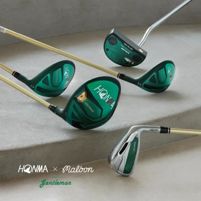 【HONMA 本間高爾夫】HONMA X Malbon聯名高爾夫套桿組 男款 4木9鐵(5-11.AW.SW)+推桿+專屬球袋及桿套