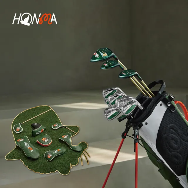 【HONMA 本間高爾夫】HONMA X Malbon聯名高爾夫套桿組 男款 4木9鐵(5-11.AW.SW)+推桿+專屬球袋及桿套