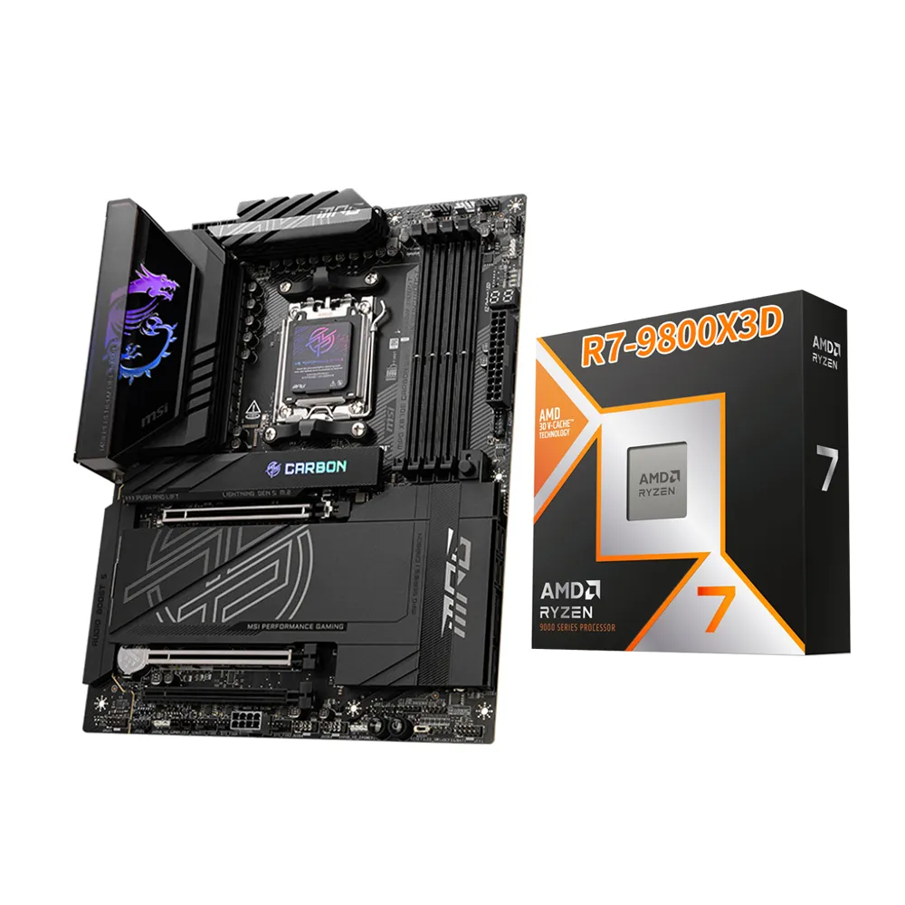 【微星】C+M組合★MPG X870E CARBON WIFI 主機板+AMD Ryzen R7-9800X3D CPU處理器