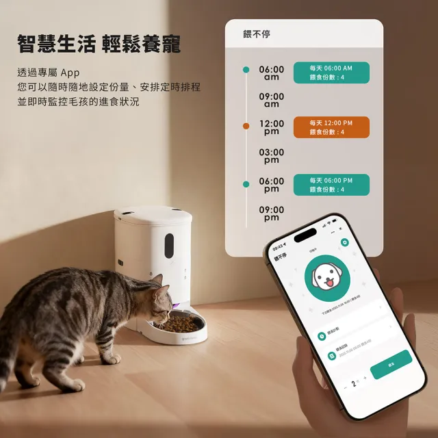 【grantclassic】餵不停 LuxNourish 寵物自動餵食器 單碗+攝影機 萌寵版(官方直營/360度攝影機/3L)