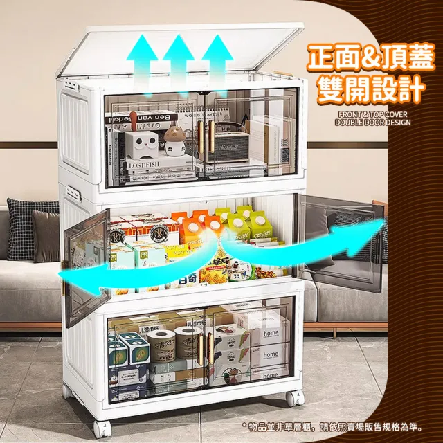 【Mr.Box】70面寬摺疊雙開門五層收納櫃(附滑輪)