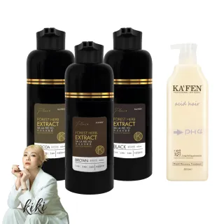 【KAFEN 卡氛】3入組 何首烏染髮膏Plus+升級版400ml(安心染 蓋白髮 曜石黑/暮褐棕) 快速染髮