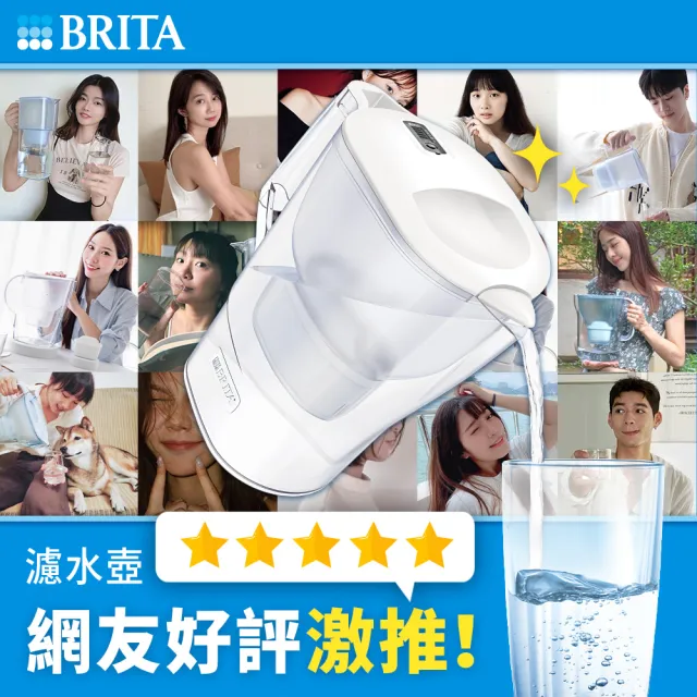 【BRITA】官方直營 愛奴娜Aluna XL濾水壺+4入去水垢濾芯(共1壺5芯)