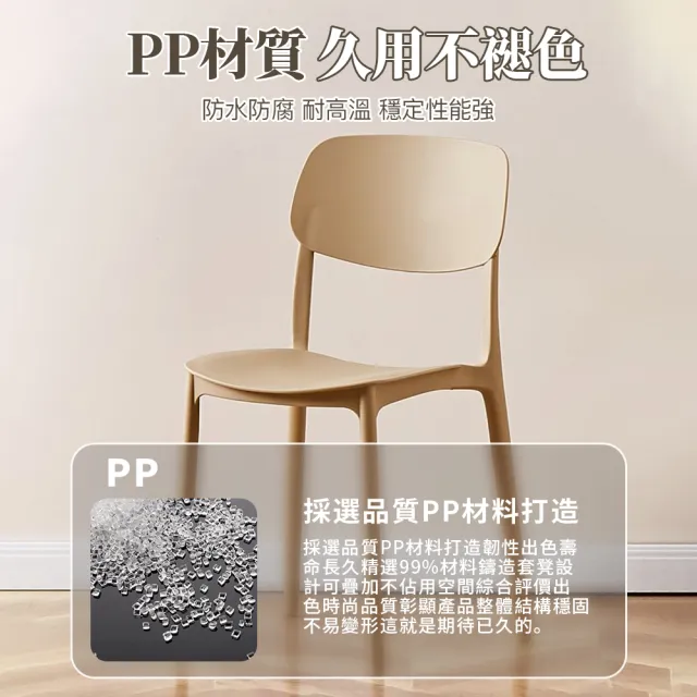 極美家居  簡約加固靠背椅-2入(多色可選 疊摞收納 環保PP 牛角椅 椅子 餐椅)