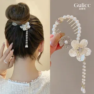 【Gulicc 古莉可】馬尾扣 氣質流蘇 花朵馬尾夾(7夕情人節 生日 髮飾 頭飾 流蘇)