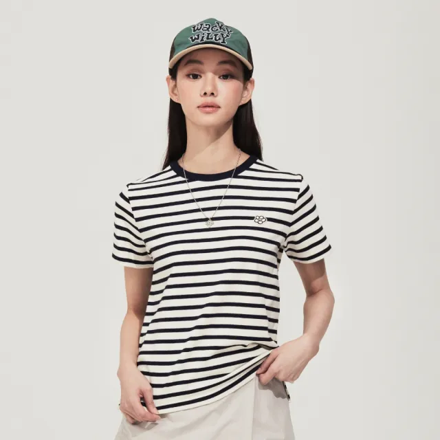 【Wacky WiLLY】官方旗艦館 女款條紋短袖上衣(WMS短袖上衣 奶油白/淺綠/海軍藍/天藍色)