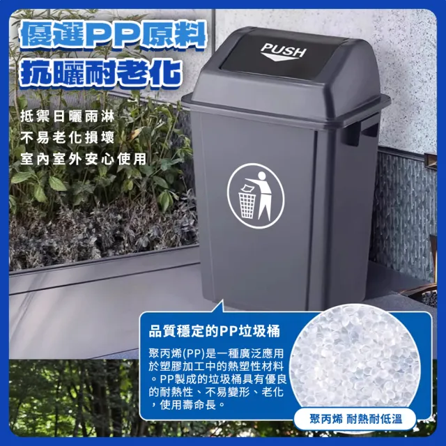 搖蓋垃圾桶 60L 垃圾分類桶 超大垃圾桶 資源回收桶 垃圾桶分類 商用垃圾桶 方形垃圾桶 B+PTC60C