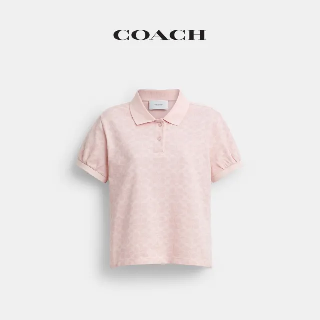 【COACH】蔻馳官方直營 經典SIGNATURE POLO衫-粉色經典標誌(CEM13)
