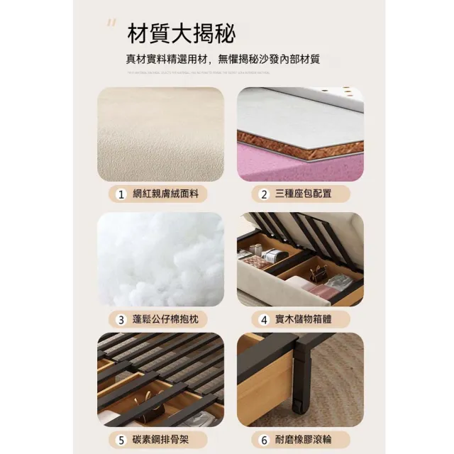 可折疊沙發床 寬150CM儲物款 8CM海綿+貓抓絨 多功能沙發床 抽拉伸縮床