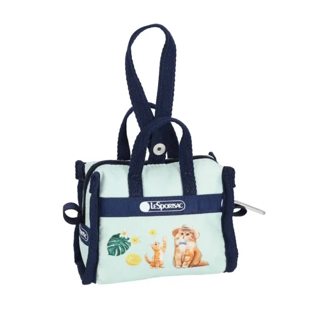 【Lesportsac】Micro Weekender Charm 小吊掛飾零錢包 收納袋(童趣草帽貓咪)