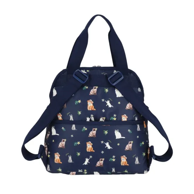 【Lesportsac】Double Trouble Backpack 手提兩用後背包 媽媽包 送禮 禮物 推薦 女包(熱帶度假貓咪)