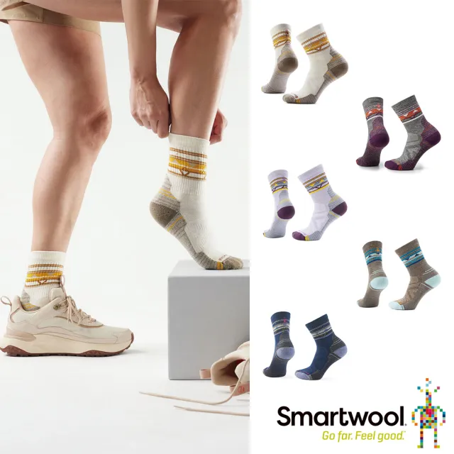 【SmartWool】女 機能 戶外 全輕量 減震 民族風 印花 中筒襪 多色可選(美麗諾羊毛 登山襪 除臭襪)