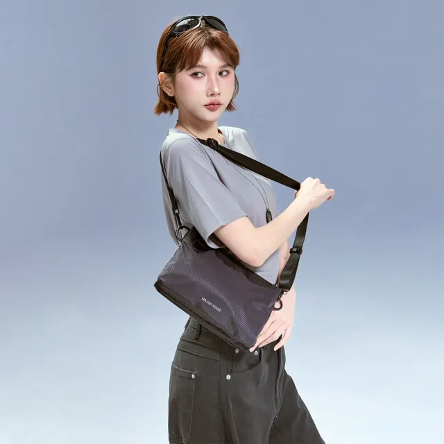 【MAJOR MADE】極簡雙拉鍊三層側背扁包(側背包/斜背包/肩背包)