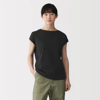 【MUJI 無印良品】女天竺法式袖T恤(白色/淺灰/墨灰/黑色/淺粉/煙燻綠/暗藍/粉紫)