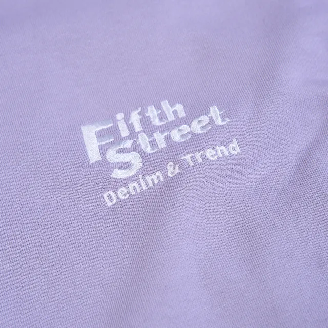 【5th STREET】雙11 中性 長袖 帽T 連帽上衣 紫色(561008)