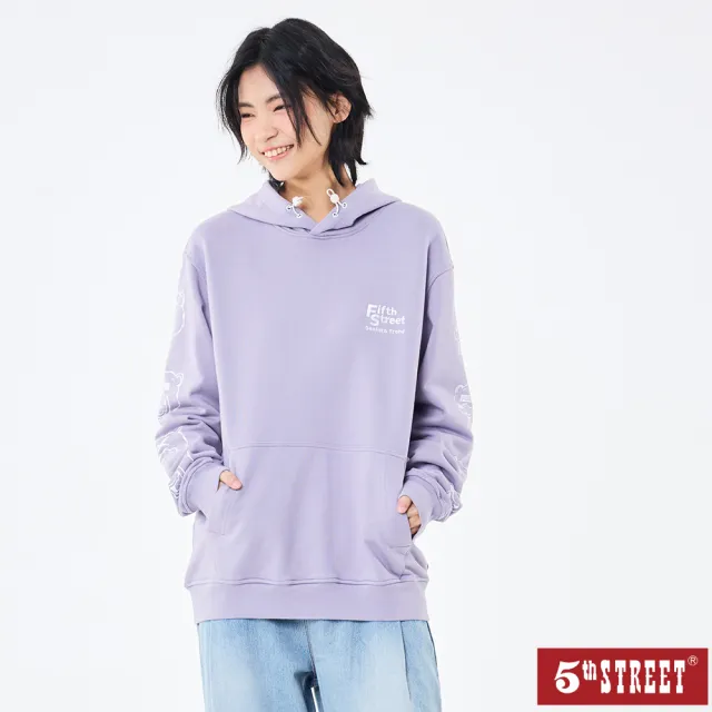【5th STREET】中性 長袖 帽T 連帽上衣 紫色(561008)