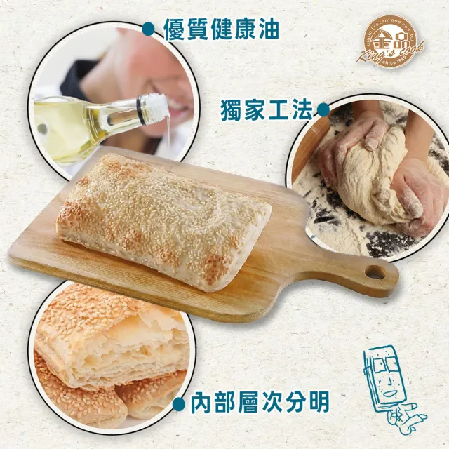 【金品】香酥中式燒餅 4包組(燒餅/早餐/冷凍食品/胡麻子/蔥燒大餅)