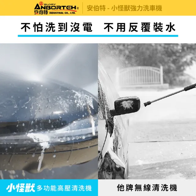 【ANBORTEH 安伯特】限量送-洗車11件組 小怪獸強力洗車機(一年保固) 多功能高壓清洗機 車家兩用