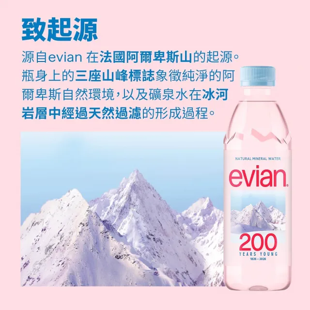 【Evian 依雲】官方直營 天然礦泉水500mlx24入/3箱(寶特瓶/限量瓶跟一般瓶隨機出貨)