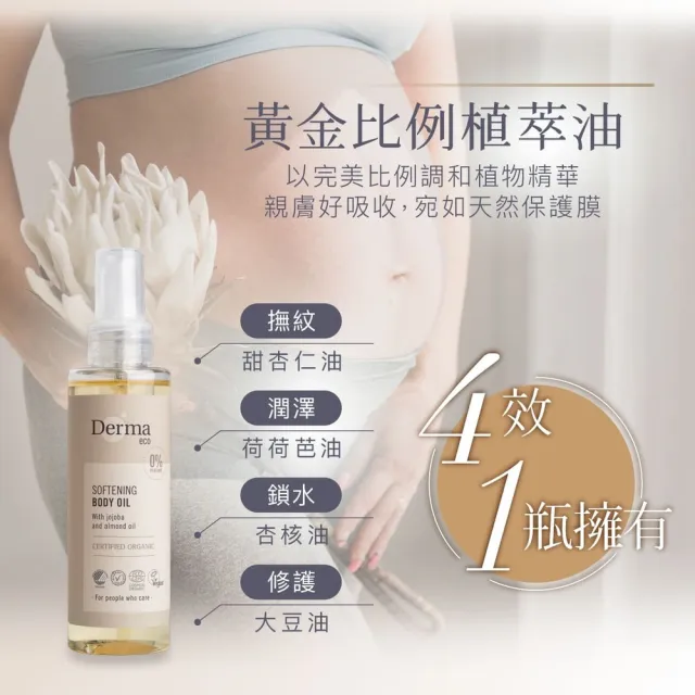 【Derma 丹麥德瑪】Eco有機植萃護膚油150ml(孕婦保養、按摩油、撫紋霜)