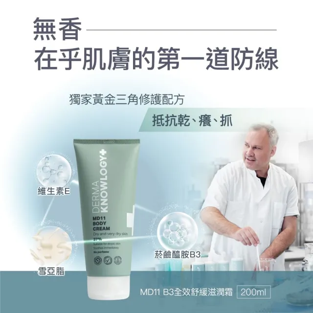 【Derma 丹麥德瑪】MD11 B3 全效舒緩滋潤霜 200ml(修護霜、乾癢肌修護)