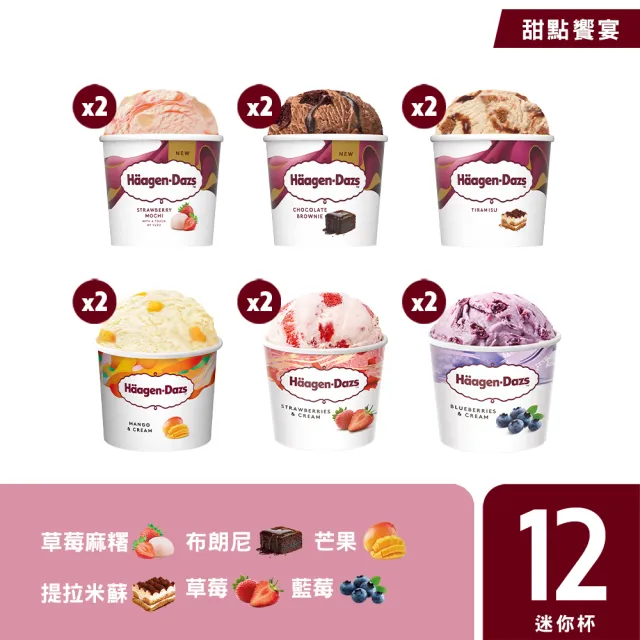 【Haagen-Dazs 哈根達斯】冰淇淋雪糕或迷你杯100mlx12入 口味任選(熱賣口味 歡樂派對)