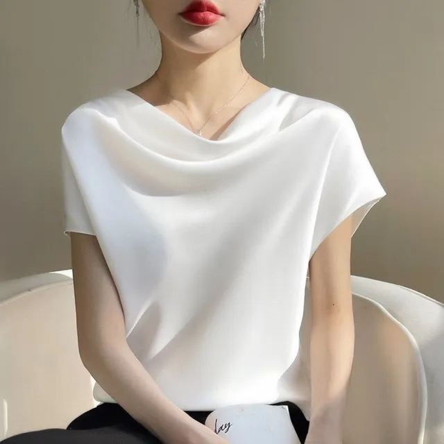 【巴黎精品】現貨出清 頂級法式絲質上衣名媛絲綢背心(簡約女素色T恤5色a1ep4)