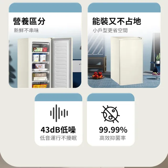 【諾必行】90L冷凍冰箱 冷凍櫃 側開小冰箱 單門全冷凍冰櫃 保鮮櫃 立式冷凍櫃