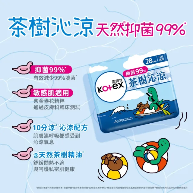 【Kotex 靠得住】茶樹沁涼棉 23cm 18片 /28cm 16片 /35cm 10片 1包