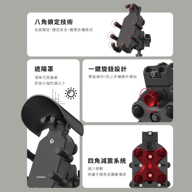 【grantclassic】八力架 機車手機支架(官方直營 八爪手機架 外送指定款 導航架)