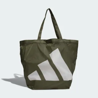 【adidas 愛迪達】Packable Bag 收納托特包 肩背包 購物包 墨綠(JZ1716)