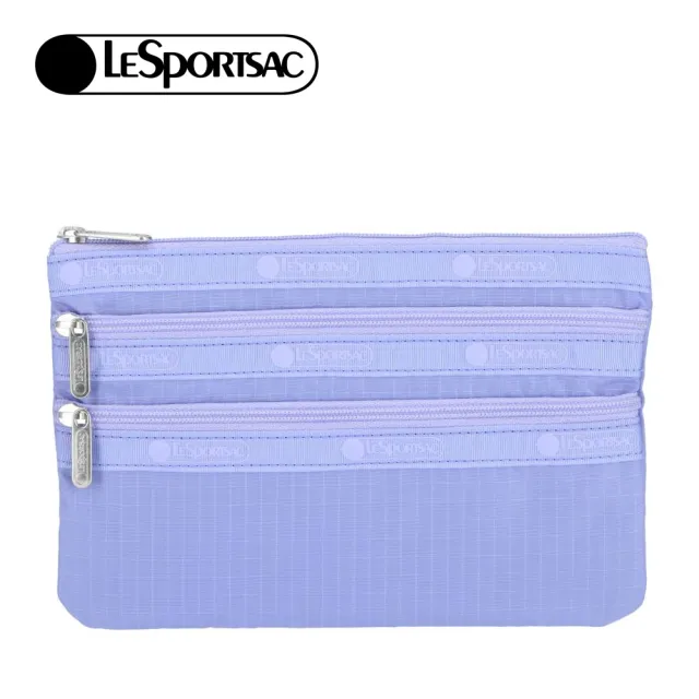 【Lesportsac】3-Zip Cosmetic 三層拉鍊化妝包 收納包 盥洗包 女包 男包(長春花藍)
