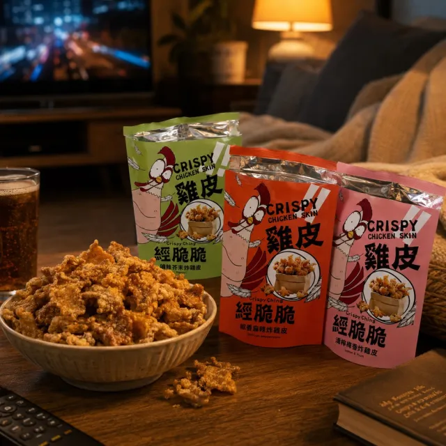【Crispy Ching 經脆脆】經脆脆 Crispy Ching 酥炸雞皮餅乾 四款任選x16包 (100%雞皮製/台灣味追劇零食)