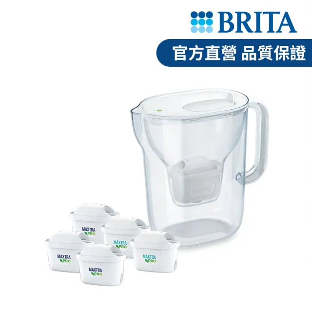 【BRITA】官方直營 純淨濾水壺XL+MXPRO全效型1入+MXPRO去水垢3入(共1壺5芯)
