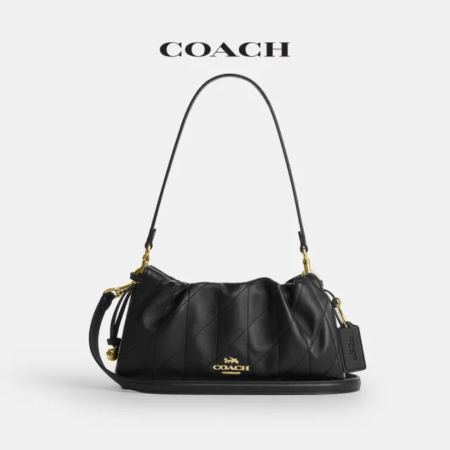 【COACH】蔻馳官方直營 FAYE 絎縫單肩手袋 肩背包 拉繩包 斜背包-IM/黑色(CCZ54)