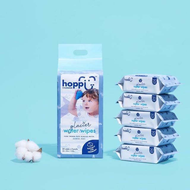 【Hoppi】冰川水嬰兒濕紙巾 80抽 8包箱購
