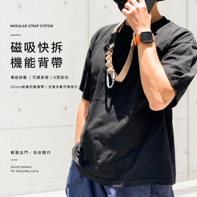 【E.B. MADE】多功能磁吸快扣機能尼龍揹帶_附夾片(便利磁吸快拆卸載扣具)