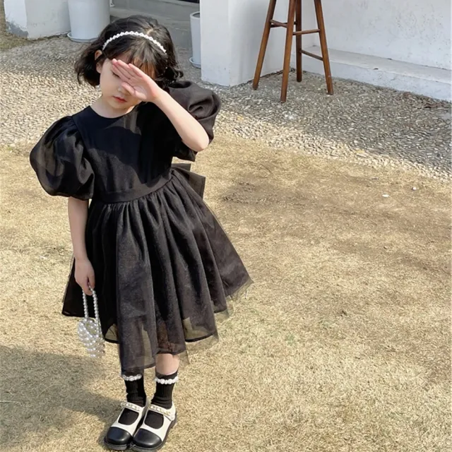 【橘魔法】光澤紗垂墜蝴蝶結紗裙洋裝 女童 兒童 童裝 連身裙 連身洋裝 禮服 攝影 婚禮 花童