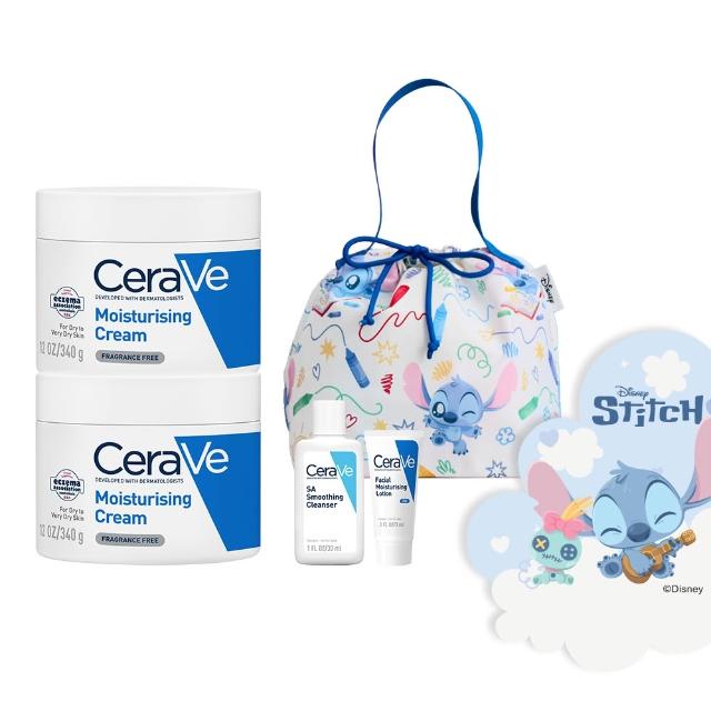 【CeraVe 適樂膚】史迪奇限量聯名組★長效潤澤修護霜 340g雙入(彌月/臉部身體乳霜)