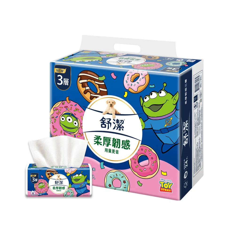 Kleenex 舒潔】momo獨家☆柔厚韌感三層抽取衛生紙-三眼怪限定款90抽x24