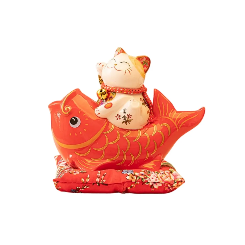 迦恩-陶瓷招財貓存錢罐擺件家居裝飾禮品喬遷擺件年年有余擺件店鋪開業