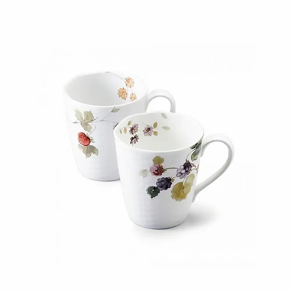 【NARUMI 鳴海骨瓷】幸福果實骨瓷馬克杯-2入-370ml(居禮名店獨家代理)