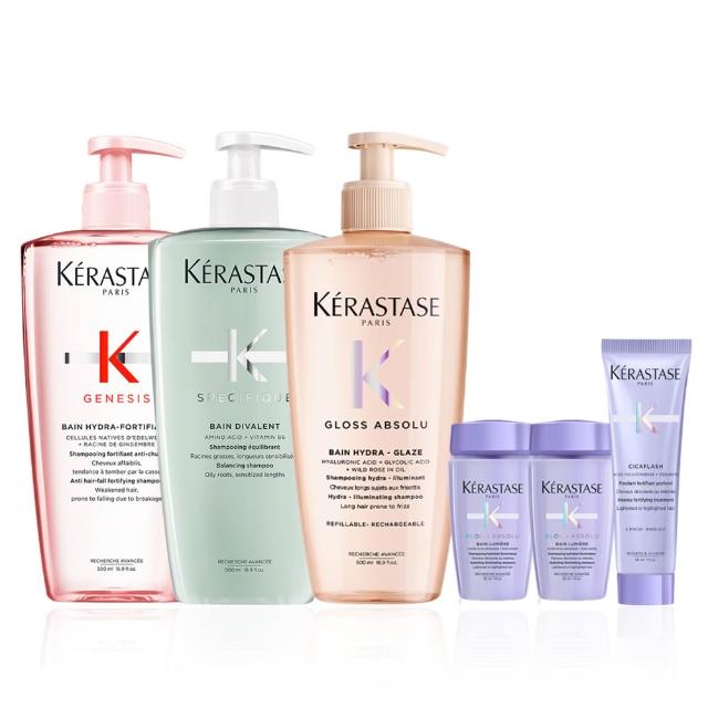 【KERASTASE 巴黎卡詩】500ml大容量髮浴/洗髮精(多款任選/控油/護色/去屑/豐盈/養髮)
