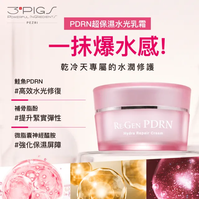 【PEZRI 派翠】PDRN超保濕水光乳霜50g(高純度PDRN/補骨脂酚/複合神經醯胺/居家水光護理
